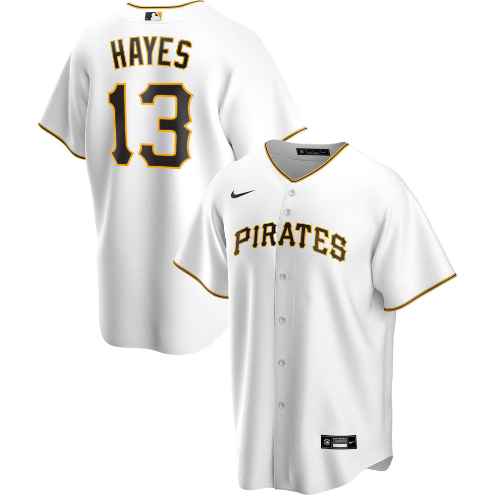 Men's Pittsburgh Pirates Ke’Bryan Hayes Cool Base Replica Home Jersey - White